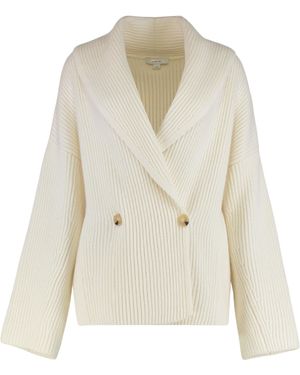 Vince Ribbed Shawl-Collar Knitted Jacket - Natural