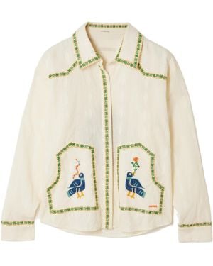 Mother Embroidered Longsleeve Collared Shirt - Natural