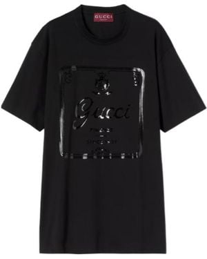 Gucci T-Shirt En Jersey De Coton Doux Avec Imprimé - Black