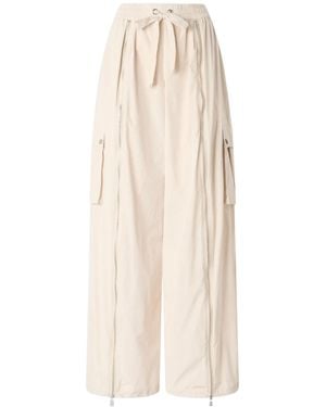 Pinko Palazzo Trousers With Zip And Cargo Pockets - Natural