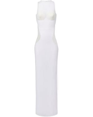 Jean Paul Gaultier Panelled Semi-Sheer Tulle Maxi Dress - White