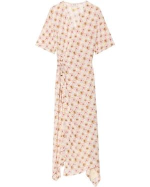 Zadig & Voltaire Asymmetric Floral Midi Dress - Pink