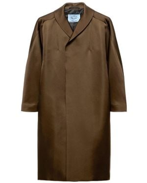 Prada Single-Breasted Double Satin Coat - Brown