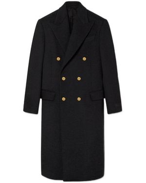 Versace Double Breasted Long Coat - Black