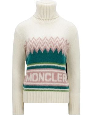 Moncler Logo Wool Polo Neck Jumper - White