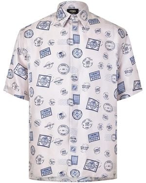Fendi Short-Sleeve Patterned Shirt - White