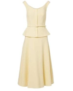 Roland Mouret Peplum Wool Crepe Midi Dress - Natural