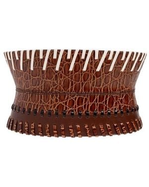 Dries Van Noten Embossed Lace-Up Corset Belt - Brown