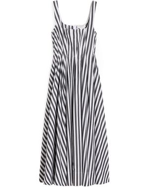 Sportmax Fit-And-Flare Cotton-Poplin Dress With Square Neckline - White