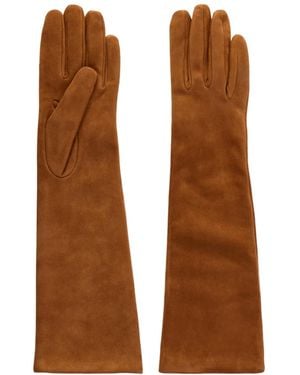 Nour Hammour Suede Gloves - Brown