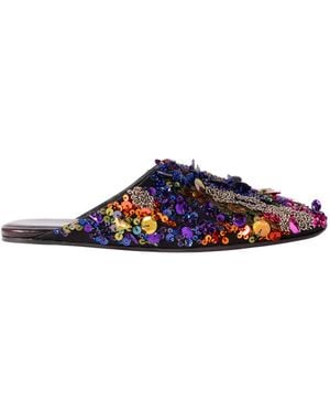 Dries Van Noten Sequin Embellished Slides - Blue