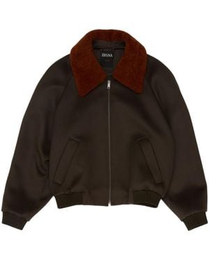 ZEGNA Regular Fit Zipped Jacket - Brown