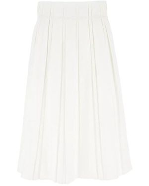 Jil Sander High Waist Pleated Midi Skirt - White