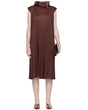 Pleats Please Issey Miyake Pleated Midi Dress - Red