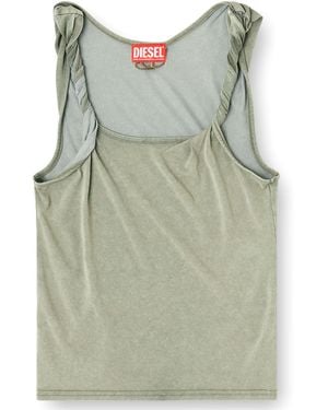 DIESEL Logo Embroidered Ribbed Tank Top - Green