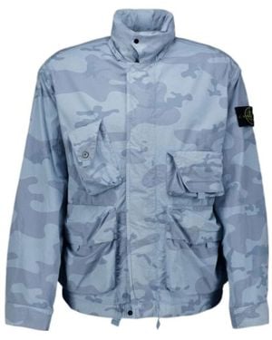 Stone Island Faded Camo Ripstop Jacket - Blue