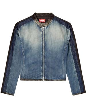 DIESEL Snap-Button Collar Two-Way Zip Closure - Blue