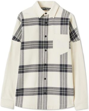 Palm Angels Checked Long-Sleeved Flannel Overshirt - White