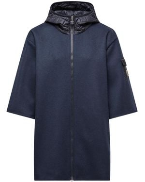 Moncler Poczno Hooded Zip-Up Cape - Blue