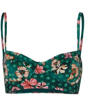 Ulla Johnson Zahara Floral-Print Bikini Top - Green