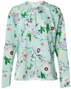 Rabanne Layered Floral Satin Blouse - Green