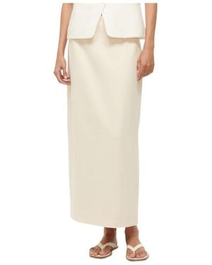 STAUD High-Waisted Midi Skirt - Natural