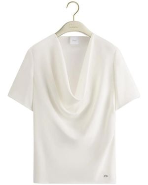 Dior Short-Sleeved Draped Blouse - White