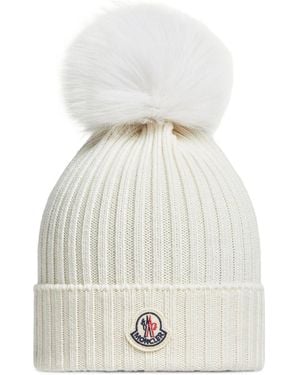 Moncler Wool Beanie With Pom Pom - White