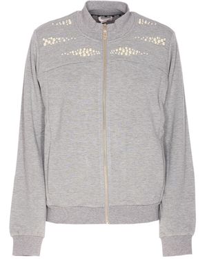 Liu Jo High Neck Embellished Sweatshirt - Grey