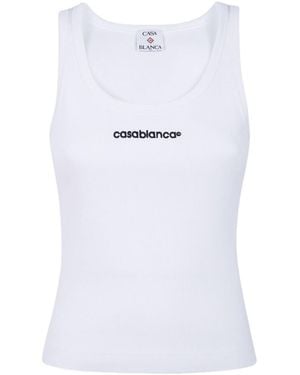 CASABLANCA Slim Logo Tank Top - White