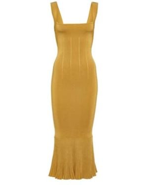 Galvan London Atalanta Ribbed-Knit Midi Dress - Metallic