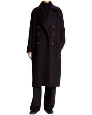 Vince Wool-Blend Double-Breasted Long Coat - Black