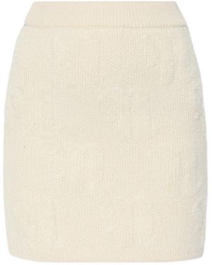 Nanushka Elastic Waistband Logo Motif Mini Skirt - Natural