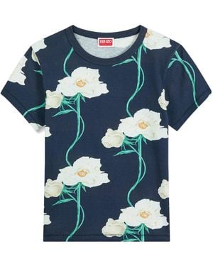 KENZO Floral Print T-Shirt - Blue