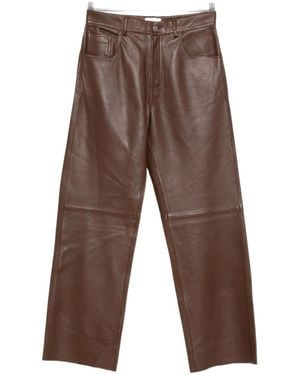 Haikure Leather Panelled Trousers - Brown