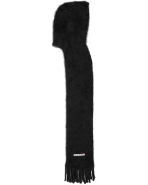 Acne Studios Hooded Brushed Mohair-Blend Scarf - Black