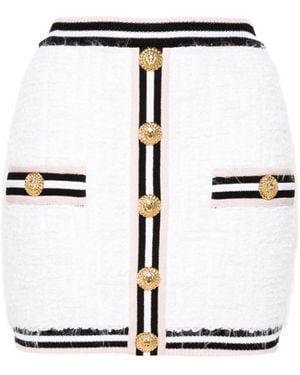 Balmain Monogram Knit Skirt - White