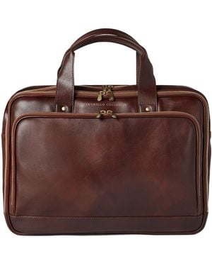 Brunello Cucinelli Double-Zip Laptop Bag - Brown