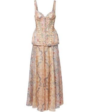 Zimmermann Rebellion Floral Linen Gown - Natural