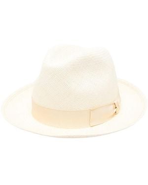 Borsalino Federico Ribbon-Detail Straw Hat - White