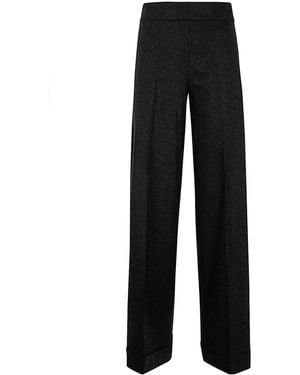 D.exterior Card Flannel Wide Leg Trousers - Black