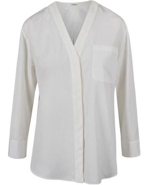 Max Mara 'S Chicca V-Neck Poplin Shirt - White