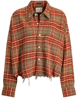 R13 Long Sleeve Cropped Shirt - Brown