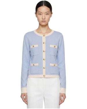 Marissa Chiara Long-Sleeved Knitted Cardigan - Blue
