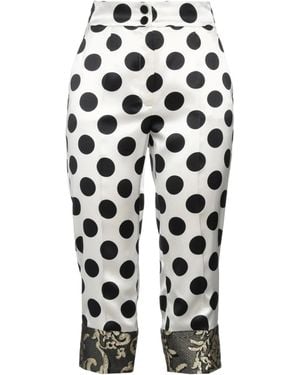 Dolce & Gabbana Polka Dot Satin Casual Pants - White