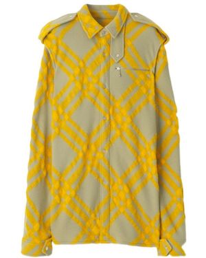 Burberry Long Sleeved Check-Pattern Shirt - Yellow