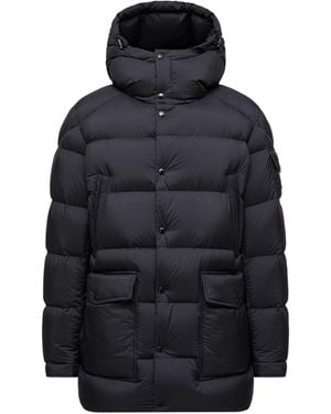 Moncler Bretagne Hooded Mid-Length Down Jacket - Blue