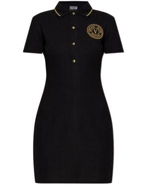 Versace Jeans Couture Couture Logo Embroidered Polo Dress - Black
