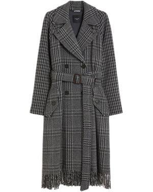 Weekend by Maxmara Carpi Houndstooth Double-Breasted Coat - Gray