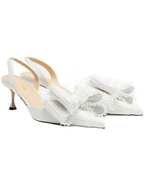 Mach & Mach Le Cadeau Raffia Slingback Pumps - White